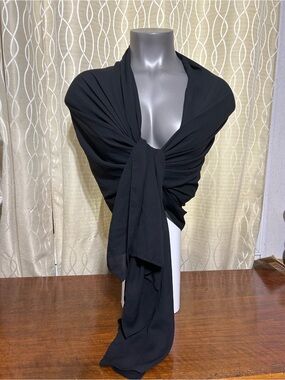 Classic Black Draped Wrap Scarf - Versatile Women's Shawl